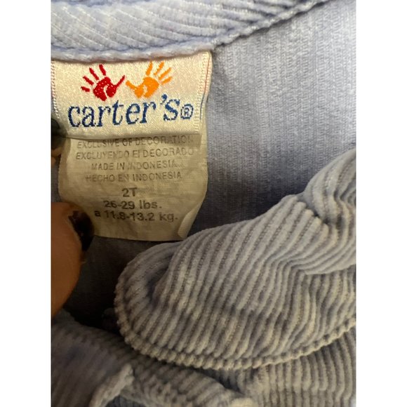 Carter’s Jumper Longsleeve Dress Girls Blue Corduroy Dress - Picture 3 of 5